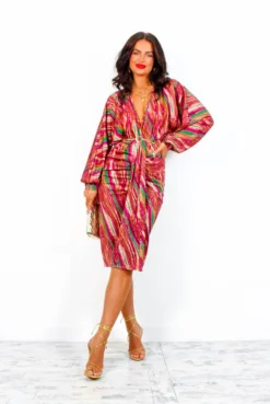 Im Falling For You - Fuchsia Multi Draped Midi Dress -Glamoros Clothing Shop IMG 1949