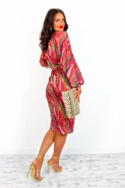 Im Falling For You - Fuchsia Multi Draped Midi Dress -Glamoros Clothing Shop IMG 2014