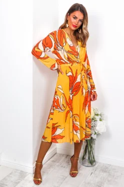 Flower Of Love - Orange Midi Dress -Glamoros Clothing Shop IMG 2306 1