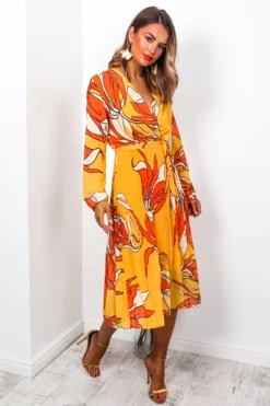 Flower Of Love - Orange Midi Dress -Glamoros Clothing Shop IMG 2319