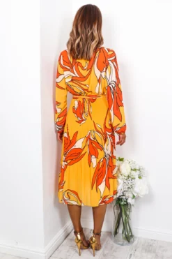 Flower Of Love - Orange Midi Dress -Glamoros Clothing Shop IMG 2332