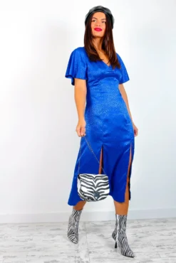 Together Forever - Cobalt Jacquard Animal Midi Dress -Glamoros Clothing Shop IMG 6849