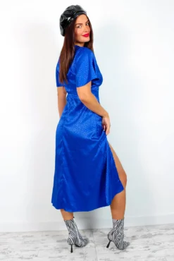 Together Forever - Cobalt Jacquard Animal Midi Dress -Glamoros Clothing Shop IMG 6870