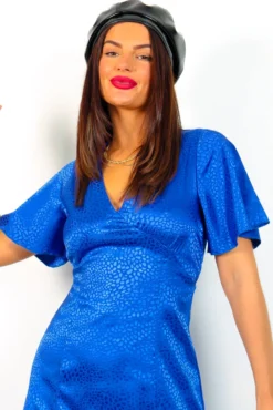 Together Forever - Cobalt Jacquard Animal Midi Dress -Glamoros Clothing Shop IMG 6873