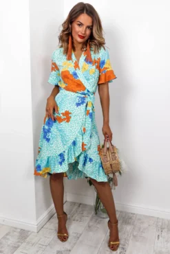 Tropical Getaway - Turquoise Wrap Dress -Glamoros Clothing Shop IMG 7777