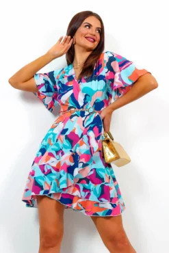 Ideal Love - Blue Multi Abstract Mini Dress