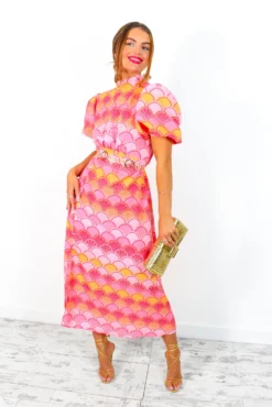 If I Were You - Pink Orange Shell Print Puff Sleeve Midi Dress 10 If I Were You - Pink Orange Shell Print Puff Sleeve Midi Dress -Glamoros Clothing Shop IfIWereYou PinkOrangeShellPrintPuffSleeveMidiDress 1