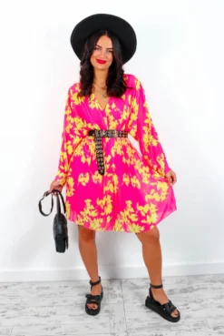 Imagine Me - Pink Chartreuse Floral Mini Dress 11 Imagine Me - Pink Chartreuse Floral Mini Dress -Glamoros Clothing Shop ImagineMe PinkChartreuseFloralMiniDress 3