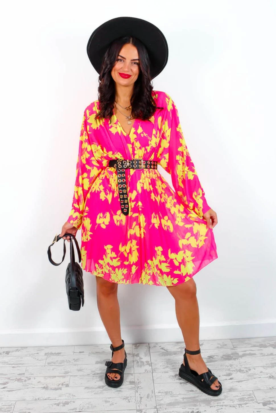 Imagine Me - Pink Chartreuse Floral Mini Dress 6 Imagine Me - Pink Chartreuse Floral Mini Dress - Image 6