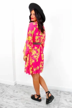 Imagine Me - Pink Chartreuse Floral Mini Dress 8 Imagine Me - Pink Chartreuse Floral Mini Dress -Glamoros Clothing Shop ImagineMe PinkChartreuseFloralMiniDress 5