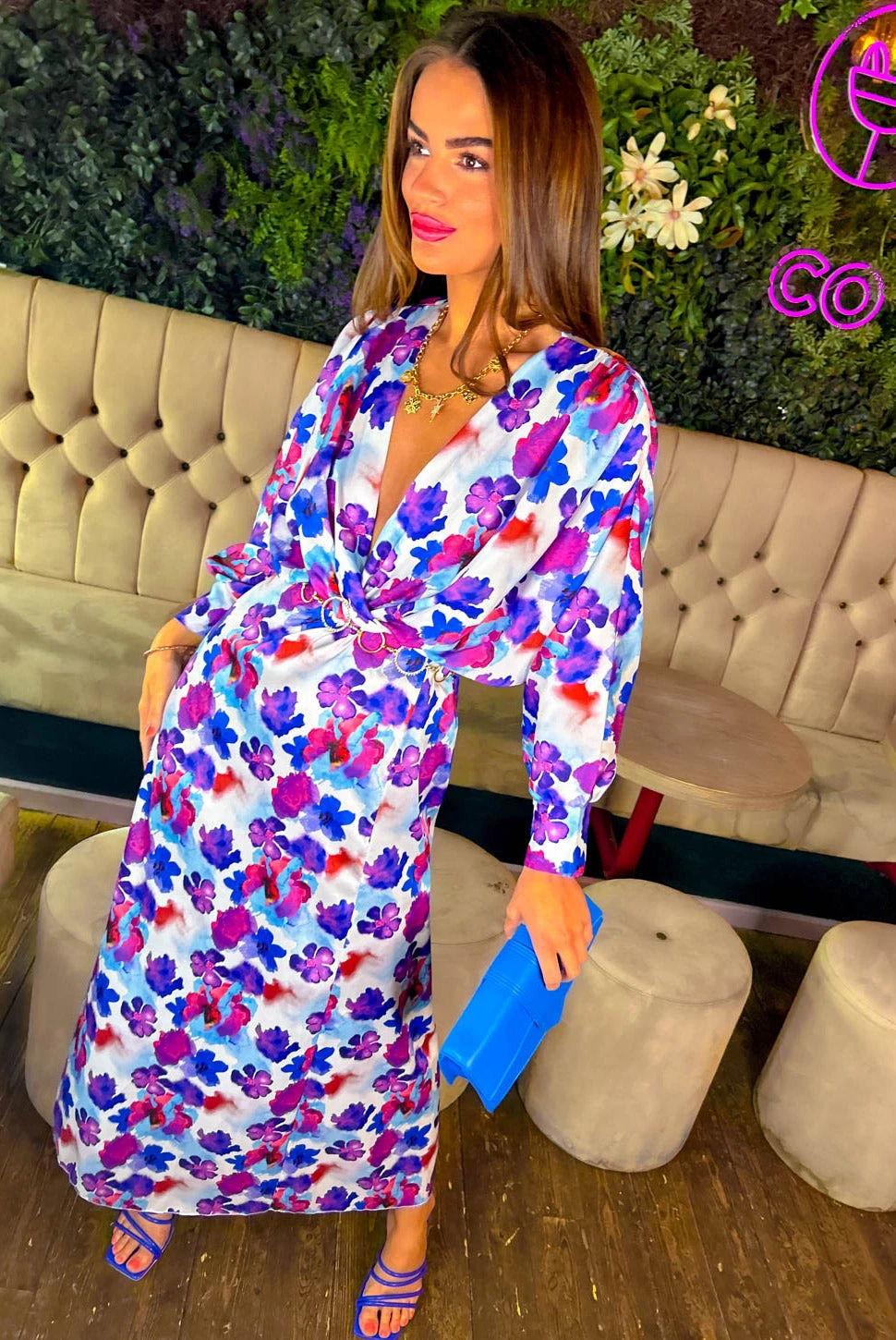 In My Imagination - Blue Purple Floral Midi Dress 1 In My Imagination - Blue Purple Floral Midi Dress