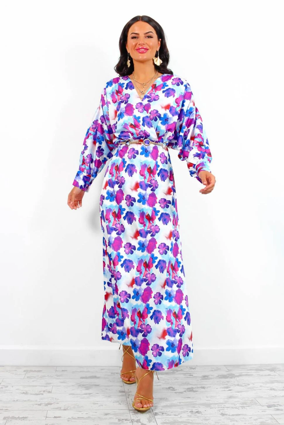 In My Imagination - Blue Purple Floral Midi Dress 9 In My Imagination - Blue Purple Floral Midi Dress - Image 9