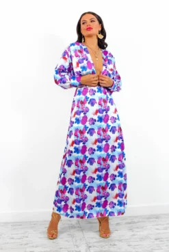 In My Imagination - Blue Purple Floral Midi Dress 11 In My Imagination - Blue Purple Floral Midi Dress -Glamoros Clothing Shop InMyImagination BluePurpleFloralMidiDress 3