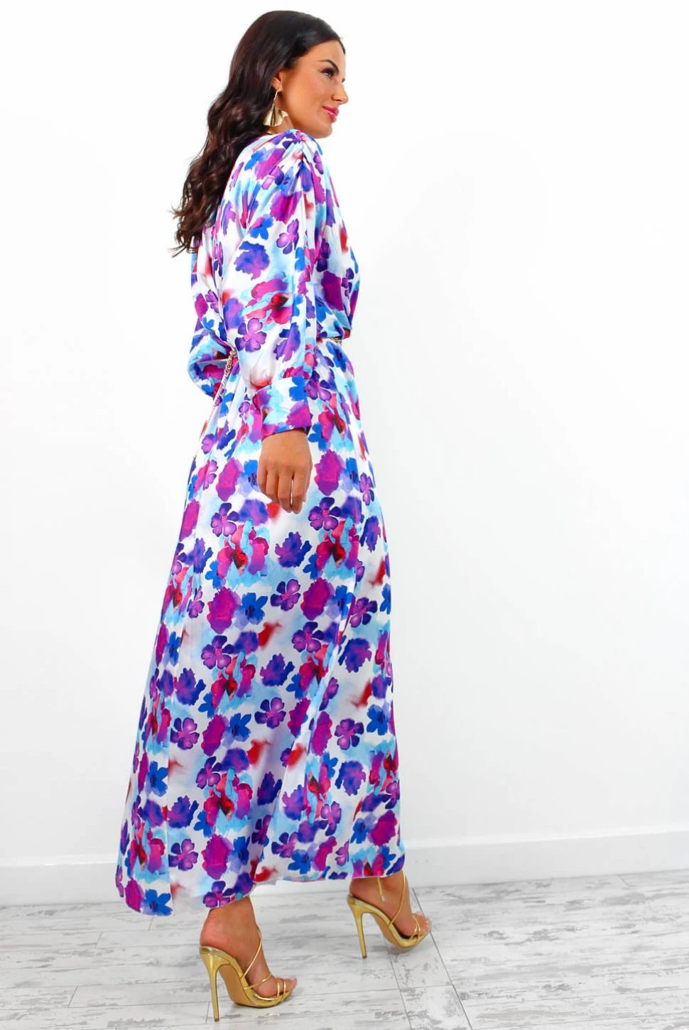 In My Imagination - Blue Purple Floral Midi Dress 8 In My Imagination - Blue Purple Floral Midi Dress - Image 8