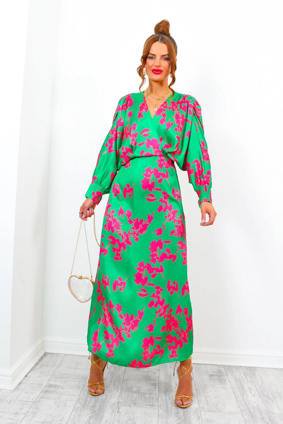 In My Imagination - Green Pink Floral Batwing Midi Dress 6 In My Imagination - Green Pink Floral Batwing Midi Dress - Image 6