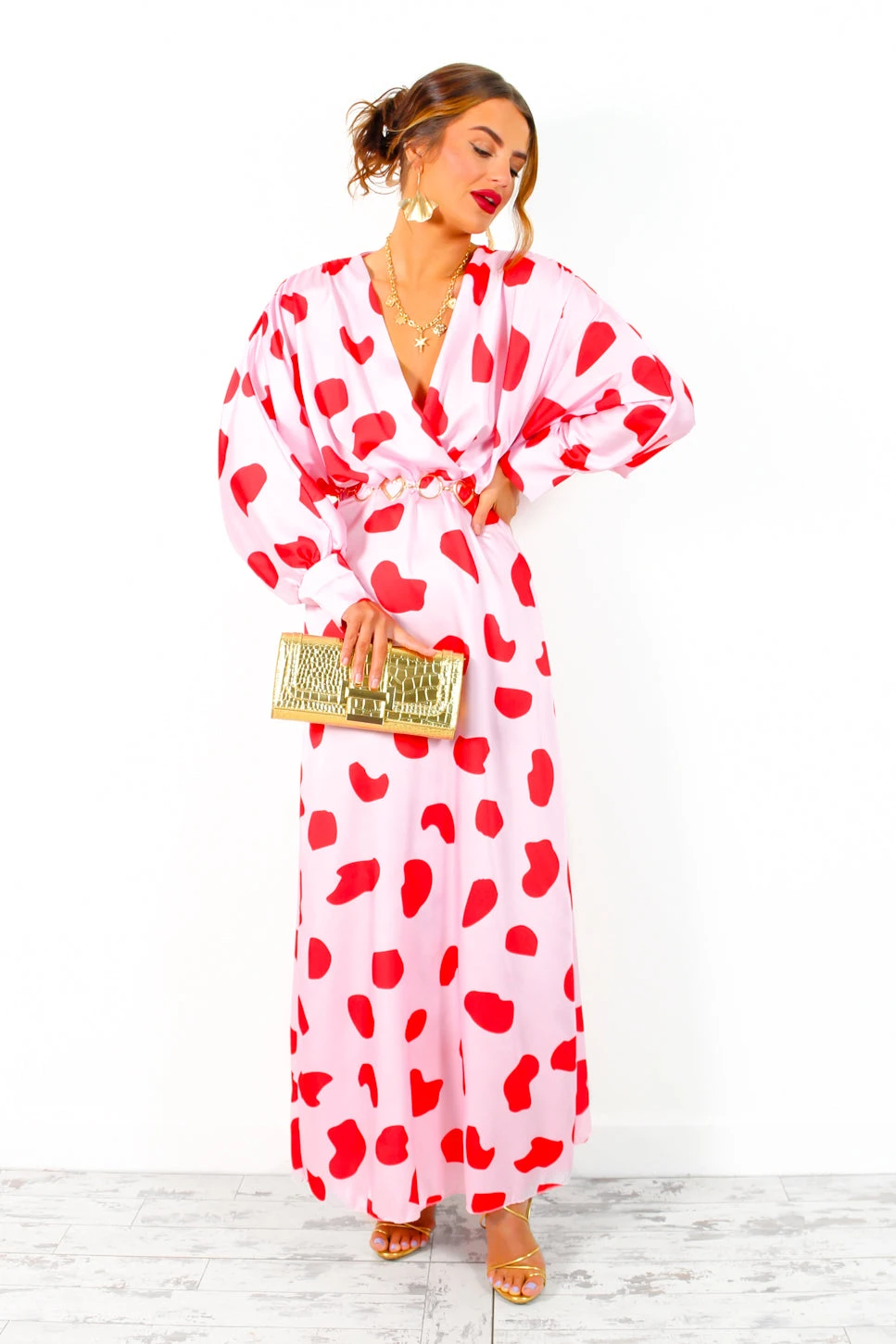 In My Imagination - Pink Red Spot Batwing Midi Dress 4 In My Imagination - Pink Red Spot Batwing Midi Dress - Image 4