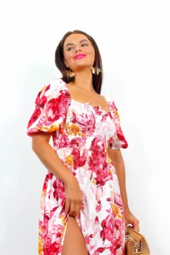 In Paradise - Pink Watercolour Floral Maxi Dress -Glamoros Clothing Shop InParadise PinkWatercolourFloralMaxiDress 3