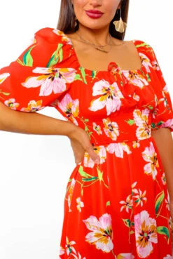 In Paradise - Red Floral Print Maxi Dress -Glamoros Clothing Shop InParadise RedFloralPrintMaxiDress6