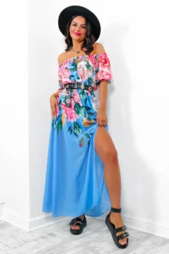 In The Garden - Blue Floral Maxi Dress -Glamoros Clothing Shop InTheGarden BlueFloralMaxiDress3