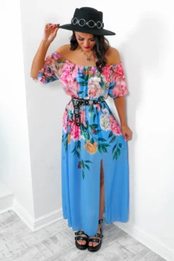 In The Garden - Blue Floral Maxi Dress -Glamoros Clothing Shop InTheGarden BlueFloralMaxiDress5