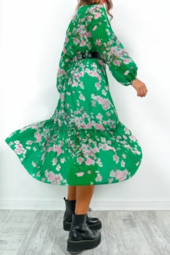 Isnt She Cute - Green Floral Print Midi Dress -Glamoros Clothing Shop Isn tSheCute GreenFloralPrintMidiDress2
