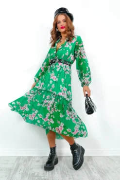 Isnt She Cute - Green Floral Print Midi Dress -Glamoros Clothing Shop Isn tSheCute GreenFloralPrintMidiDress4