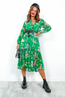 Isnt She Cute - Green Floral Print Midi Dress -Glamoros Clothing Shop Isn tSheCute GreenFloralPrintMidiDress5