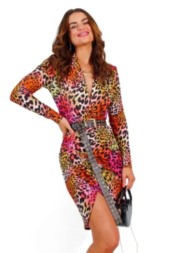 Its A Vibe - Pink Orange Leopard Print Mini Dress -Glamoros Clothing Shop ItsAVibe PinkOrangeLeopardPrintMiniDress4