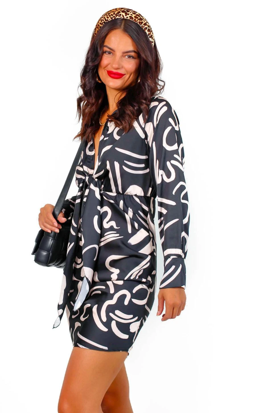 Its My Turn - Black Cream Abstract Stroke Mini Dress 7 Its My Turn - Black Cream Abstract Stroke Mini Dress - Image 7