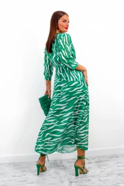 Catwalk Just My Stripe - Green Zebra Print Midi Dress -Glamoros Clothing Shop JustMyStripe GreenZebraPrintMidiDress2