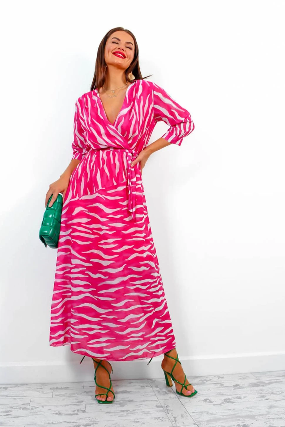 Catwalk Just My Stripe - Pink Zebra Print Midi Dress 1 Catwalk Just My Stripe - Pink Zebra Print Midi Dress