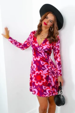 Keep It Sweet - Purple Multi Flower Mini Wrap Dress -Glamoros Clothing Shop KeepItSweet PurpleMultiFlowerMiniWrapDress 4