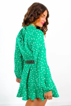 Keep You Close - Green Polka Dot Skater Mini Dress -Glamoros Clothing Shop KeepYouClose GreenPolkaDotSkaterMiniDress 6