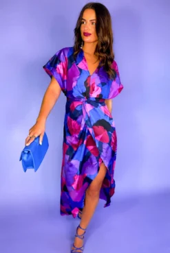 Knot In Love - Cobalt Purple Print Maxi Dress -Glamoros Clothing Shop Knot In Love Cobalt Purple Print Maxi Dress 3