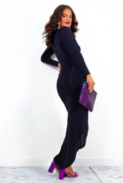 Knot Giving Up - Black Plum Glitter Knot Detail Maxi Dress -Glamoros Clothing Shop KnotGivingUp BlackPlumGlitterKnotDetailMaxiDress7