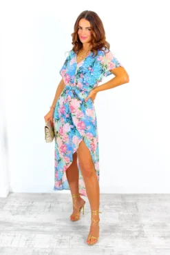 Knot In Love - Blue Floral Maxi Dress -Glamoros Clothing Shop KnotInLove BlueFloralMaxiDress 2