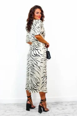 AX Paris Knot Over You - Champagne Zebra Print Midi Dress -Glamoros Clothing Shop KnotOverYou ChampagneZebraPrintMidiDress 3