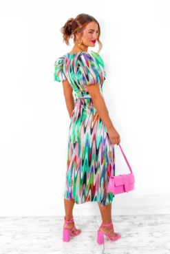 Last But Not Least - Multi Abstract Puff Sleeve Midi Dress -Glamoros Clothing Shop LastButNotLeast MultiAbstractPuffSleeveMidiDress 5