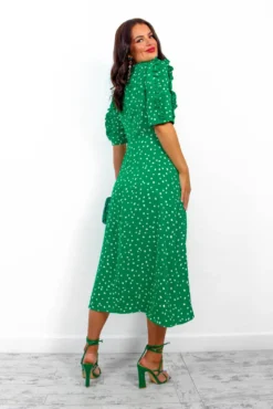 Law Of The Jungle - Green Polka Dot Midi Dress -Glamoros Clothing Shop LawOfTheJungle GreenPolkaDotMidiDress 4