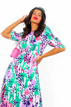 Law Of The Jungle - Lilac Animal Print Midi Dress -Glamoros Clothing Shop LawOfTheJungle LilacAnimalPrintMidiDress 4
