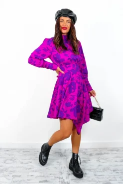 Leave No Trace - Magenta Purple Long Sleeve Mini Dress -Glamoros Clothing Shop LeaveNoTrace MagentaPurpleLongSleeveMiniDress 8