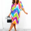 Let It All Go - Multi Rainbow Oversized Midi Dress