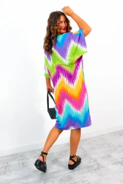 Let It All Go - Multi Rainbow Oversized Midi Dress -Glamoros Clothing Shop LetItAllGo MultiRainbowOversizedMidiDress 5