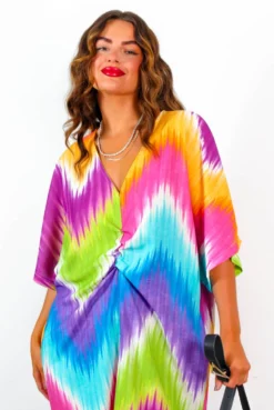 Let It All Go - Multi Rainbow Oversized Midi Dress -Glamoros Clothing Shop LetItAllGo MultiRainbowOversizedMidiDress 6