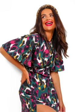 Glamoros Clothing Shop -Glamoros Clothing Shop Let sSplit ForestLeopardPrintMidiDress 4