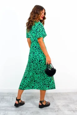 Let's Split - Green Black Leopard Midi Dress 11 Let's Split - Green Black Leopard Midi Dress -Glamoros Clothing Shop Let sSplit GreenBlackLeopardMidiDress 4