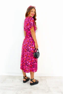 Lets Split - Fuchsia Orange Leopard Print Midi Dress 9 Lets Split - Fuchsia Orange Leopard Print Midi Dress -Glamoros Clothing Shop LetsSplit FuchsiaOrangeLeopardPrintMidiDress 6