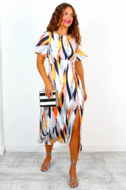 Lets Split - Orange Blush Monochrome Abstract Print Midi Dress 9 Lets Split - Orange Blush Monochrome Abstract Print Midi Dress -Glamoros Clothing Shop LetsSplit OrangeBlushMonochromeAbstractPrintMidiDress 3