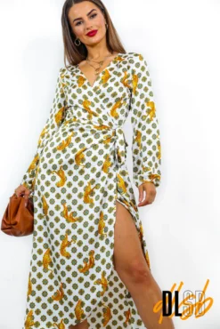 Lets Talk Tiger - White Animal Print Wrap Dress -Glamoros Clothing Shop LetsTalkTiger WhiteAnimalPrintWrapDress 1