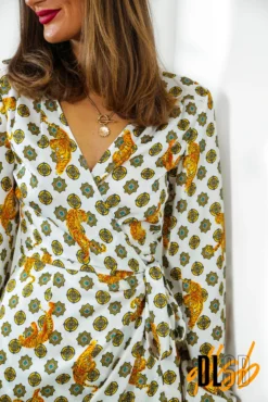 Lets Talk Tiger - White Animal Print Wrap Dress -Glamoros Clothing Shop LetsTalkTiger WhiteAnimalPrintWrapDress 4